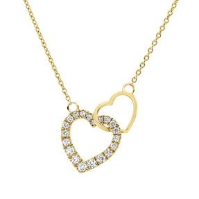 Collier Herz aus 750 Gold Gelbgold 20 Brillanten 0,2ct TW-SI L:45cm