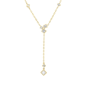 Collier aus 750 Gold Gelbgold 7 Diamanten 0,5ct TW-SI L:45,7cm