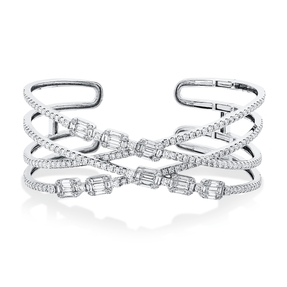 Armreif aus 750 Gold Weißgold 245 Diamanten 4,14ct TW-SI 58x48mm