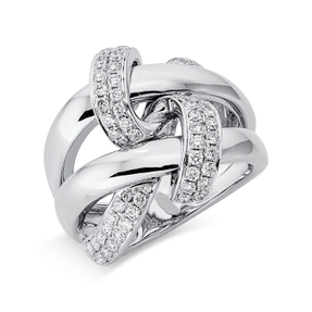 Ring aus 750 Gold Weißgold 70 Brillanten 0,89ct TW-SI B:20mm