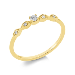 Ring aus 750 Gelbgold 4 Brillanten 0,04ct TW-SI 1 Brillant 0,07ct TW-SI B:2,4mm