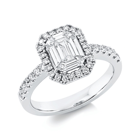 Ring aus 750 Gold Weißgold 43 Diamanten 1,03ct B:11,2mm