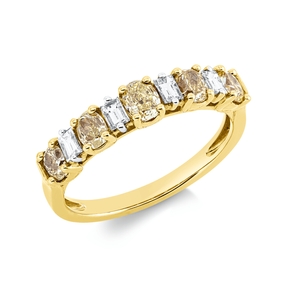 Ring aus 750 Gold Gelbgold 9 Diamanten 1,21ct B:4,2mm
