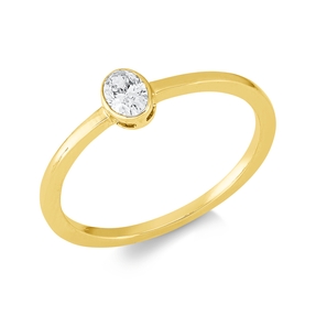 Solitaire Ring aus 750 Gelbgold Diamant Oval-Schliff 0,2ct TW-SI B:5mm Zarge
