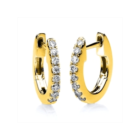 Creolen aus 750 Gold Gelbgold 16 Brillanten 0,16ct TW-SI 9,5x1,7mm