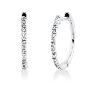 Creolen aus 750 Gold Weißgold 34 Diamanten 0,12ct TW-SI 15,1x1,2mm