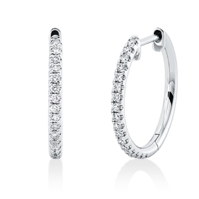 Creolen aus 750 Gold Weißgold 14 Brillanten 0,17ct TW-SI 9,7x1,5mm