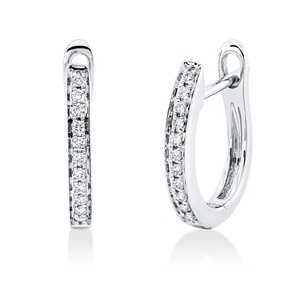 Creolen aus 750 Gold Weißgold 22 Brillanten 0,08ct TW-SI 13x1,7mm