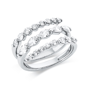 Ring aus 750 Gold Weißgold 24 Diamanten 1,31ct TW-SI B:9,9mm