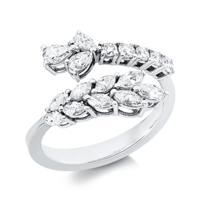 Ring aus 750 Gold Weißgold 17 Diamanten 1,03ct TW-SI B:12,5mm