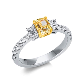Ring aus 750 Gold gelb/weiß 15 Diamanten 1,74ct TW-SI B:5,7mm