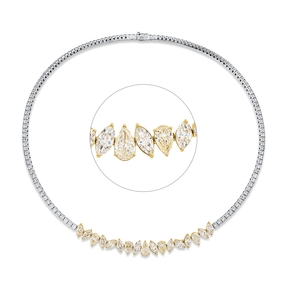 Collier aus 750 Gold gelb 147 Diamanten 9,08ct L:35,6cm