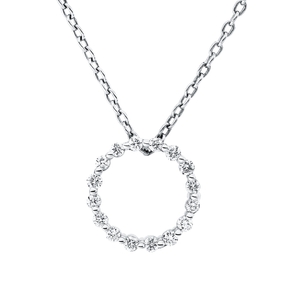 Collier Kreis aus 750 Gold Weißgold 16 Brillanten 0,17ct TW-SI L:42cm