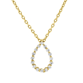 Collier aus 750 Gold Gelbgold 16 Brillanten 0,17ct TW-SI L:4,2 cm