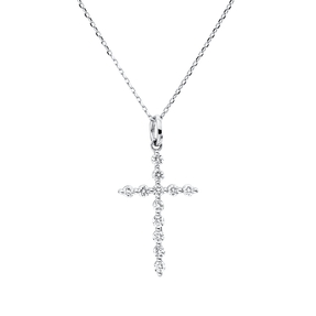 Collier Kreuz aus 750 Gold Weißgold 12 Brillanten 0,32ct TW-SI L:42cm