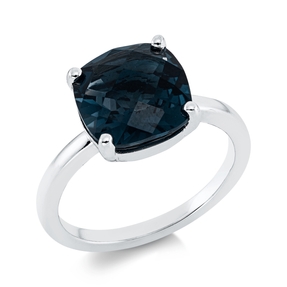 Ring aus 750 Gold Weißgold Topas 4,1ct London Blue B:10mm 4er-Krappe