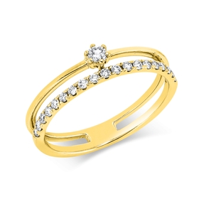 Ring aus 750 Gold Gelbgold 20 Diamanten 0,25ct TW-SI B:4,5mm
