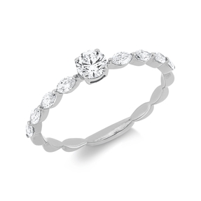 Ring aus 750 Gold Weißgold 9 Diamanten 0,49ct TW-SI B:3,8mm