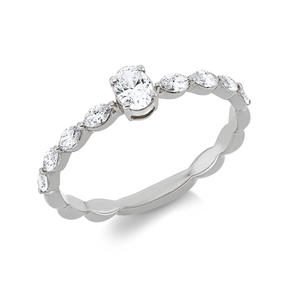 Ring aus 750 Gold Weißgold 9 Diamanten 0,47ct TW-SI B:4,6mm