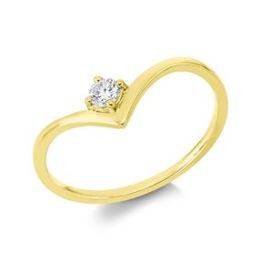 Solitaire Ring aus 750 Gold Gelbgold Brillant 0,11ct TW-SI B:5,5mm 4er-Krappe