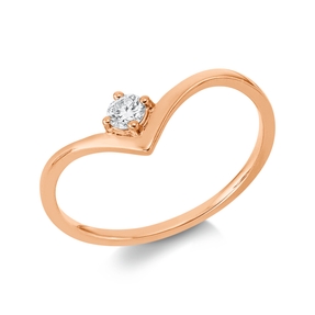 Solitaire Ring aus 750 Gold Rotgold Brillant 0,11ct TW-SI B:5,5mm 4er-Krappe