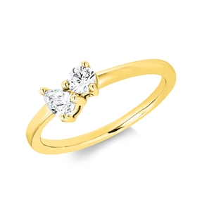 Ring aus 750 Gold Gelbgold 2 Diamanten 0,34ct TW-SI B:5,6mm