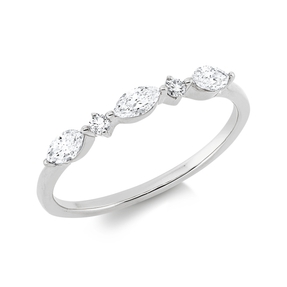 Ring aus 750 Gold Weißgold 5 Diamanten 0,33ct TW-SI B:2,2mm