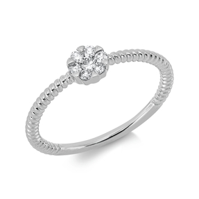 Ring aus 750 Weißgold 6 Brillanten 0,09ct TW-SI 1 Brillant 0,05ct TW-SI B:4,7mm