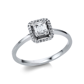 Ring aus 750 Weißgold 35 Diamanten Fanatsy-Schliff 0,2ct TW-SI B:6,8mm
