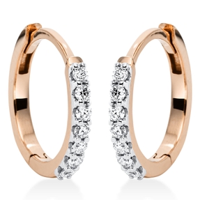 Creolen aus 750 Gold weiß/rot 14 Brillanten 0,15ct TW-SI 12,7x1,3mm