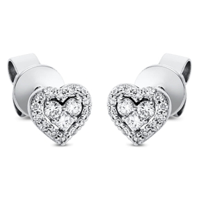 Ohrstecker Herz aus 750 Gold Weißgold 34 Diamanten 0,2ct TW-SI 5,6x6mm