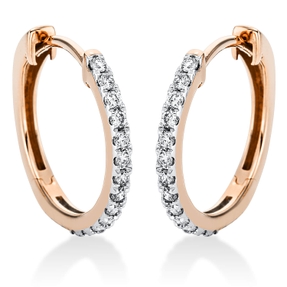 Creolen aus 750 Rotgold 30 Brillanten 0,33ct TW-SI 16,5x1,6mm Fassung rhodiniert