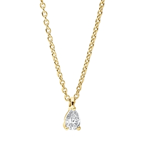 Solitaire Collier aus 750 Gelbgold Diamant Tropfen-Schliff 0,1ct TW-SI L:45cm