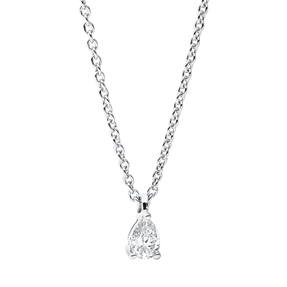 Solitaire Collier aus 750 Weißgold Diamant Tropfen-Schliff 0,1ct TW-SI L:45cm