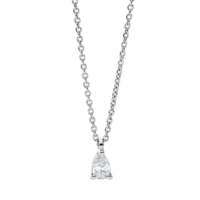 Solitaire Collier aus 750 Weißgold Diamant Tropfen-Schliff 0,15ct TW-SI L:45cm