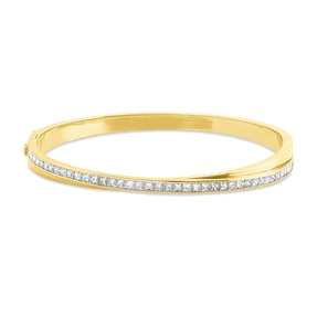 Armreif aus 750 Gelbgold 43 Diamanten Prinzess-Schliff 2,41ct TW-VSI 54x60mm