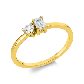 Ring aus 750 Gold Gelbgold 2 Diamanten 0,32ct TW-SI B:4,4mm