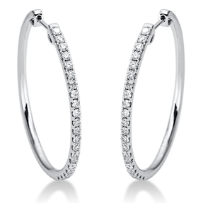 Creolen aus 750 Gold Weißgold 42 Brillanten 1,2ct TW-SI 41,3x2,4mm