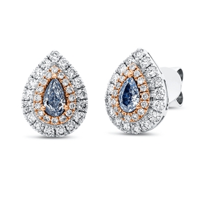 Ohrstecker aus 750 Gold weiß/rot 68 Diamanten 0,65ct 10x7,8mm