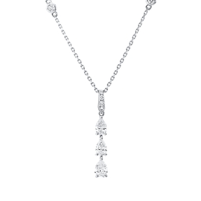 Collier aus 750 Gold Weißgold 9 Diamanten 0,67ct TW-SI L:45,7cm