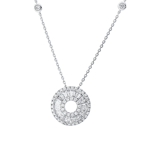 Collier Kreis aus 750 Gold Weißgold 70 Diamanten 0,92ct TW-SI L:45,7cm