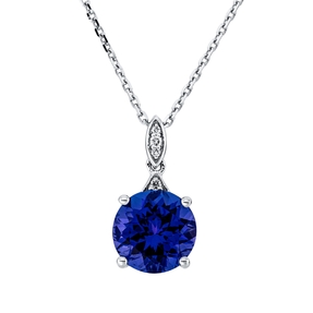 Collier aus 750 Weißgold Tansanit 2,7ct blau 4 Brillanten 0,02ct TW-SI L:45,7cm