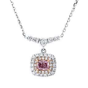 Collier aus 750 Gold weiß/rot 40 Diamanten 0,43ct L:45cm 4er-Krappe