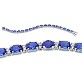 Armband aus 585 Weißgold 19 Tansanite 14,86ct blau 38 Brillanten 1,32ct TW-SI