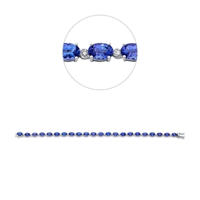 Armband aus 585 Weißgold 22 Tansanite 10,71ct blau 22 Brillanten 0,49ct TW-SI