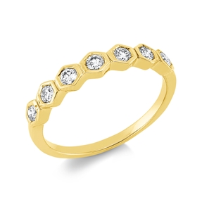 Ring aus 750 Gold Gelbgold 7 Brillanten 0,35ct TW-SI B:3,6mm Zarge