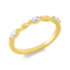 Ring aus 750 Gold Gelbgold 3 Diamanten Navette-Schliff 0,2ct TW-SI B:2,3mm