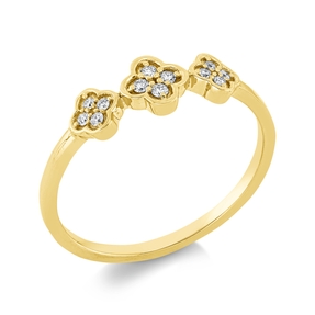 Ring aus 750 Gold Gelbgold 12 Brillanten 0,09ct TW-SI B:5,4mm
