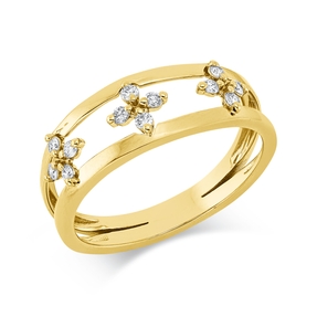Ring aus 750 Gold Gelbgold 12 Brillanten 0,15ct TW-SI B:6,7mm