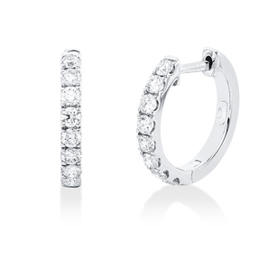 Creolen aus 750 Gold Weißgold 16 Brillanten 0,65ct TW-SI 15,5x2,2mm